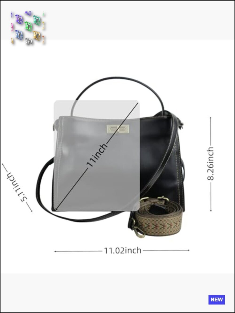 Vintage Leather Satchel Crossbody Bag Spacious Organizer Top Handle Adjustable - Picture 5 of 7